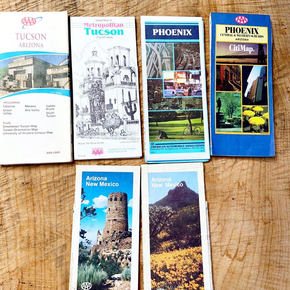 Arizona Tucson Phoenix Road maps Vintage Different Years AAA HTF